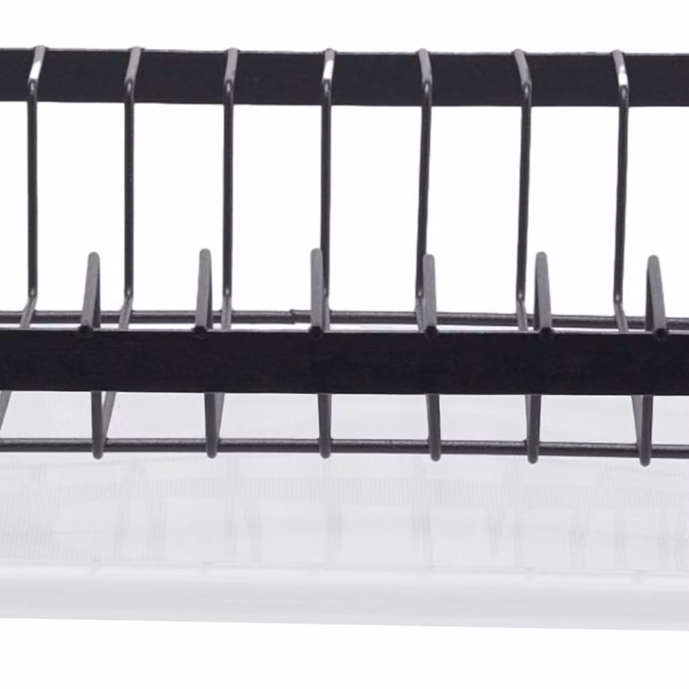 Garden Sanctuary 2-Tier Black Steel Dish Drying Rack with Drip Tray and Cutlery Holder – 3