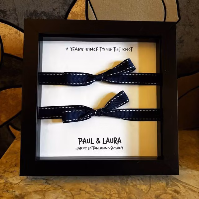 Afewhometruths Personalised Cotton Anniversary Gift in Black and Blue
