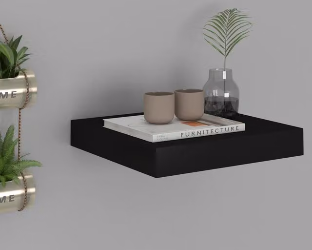 Berkfield Home Black Floating Wall Shelf W/D/H: 23 x 23.5 x 3.8 cm – 1