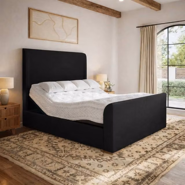 Paradise Beds Ltd Ortho Lift Electric Adjustable Bed Set with Mattress and Headboard in Black and Silver, W/D/H: 180 x 200 cm