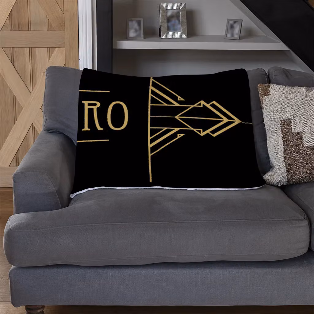 Benjamin Tate Design Art Deco Retro Geometric Fleece Blanket in Black and Beige, W/D/H: 120 x 150 cm – 2