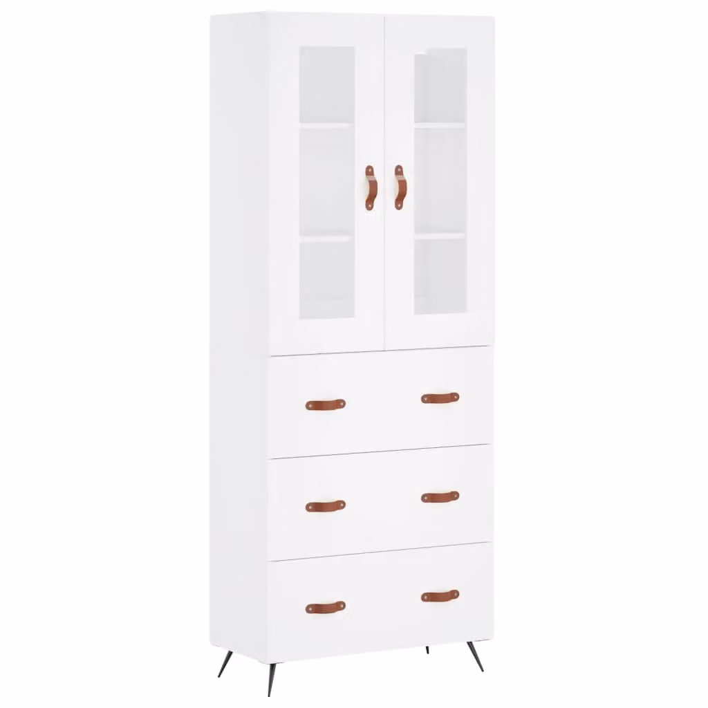 Berkfield Home Modern White Highboard with Doors and Drawers, W/D/H: 69.5 x 34 x 180 cm – 2
