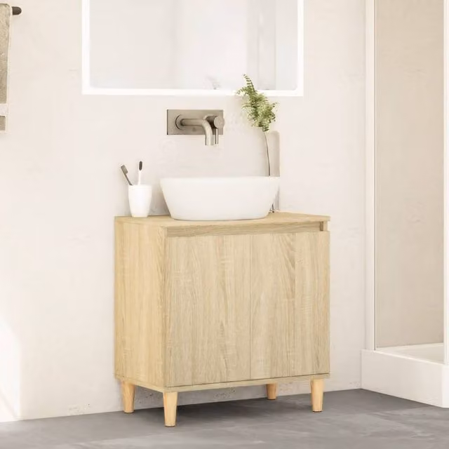 Berkfield Home Freestanding Sink Cabinet in Sonoma Oak, Brown, W/D/H: 58 x 33 x 60 cm – 1