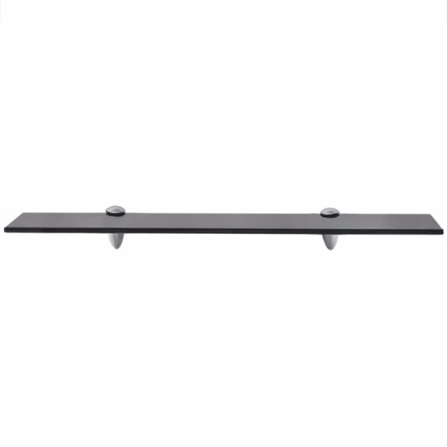 Berkfield Home Modern Floating Glass Shelves, 2 Pack, Black, W: 60 cm, D: 10 cm