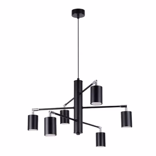 SOLLUX LEMMI 6 Chandelier Black Modern Metal Suspended Lighting Fixture for Living Rooms, W/D/H: 77 x 77 x 125 cm