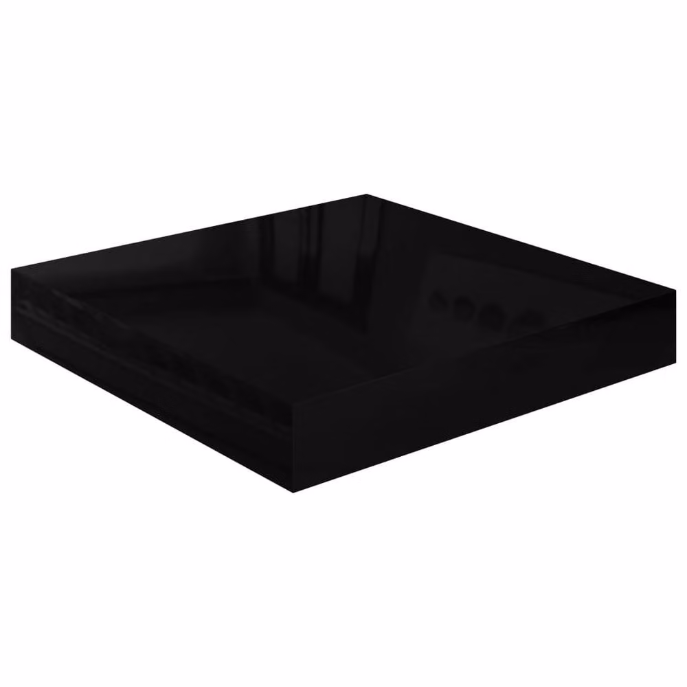 Berkfield Home Set of 4 Floating Wall Shelves in High Gloss Black, W/D/H: 23 x 23.5 x 4 cm – 4