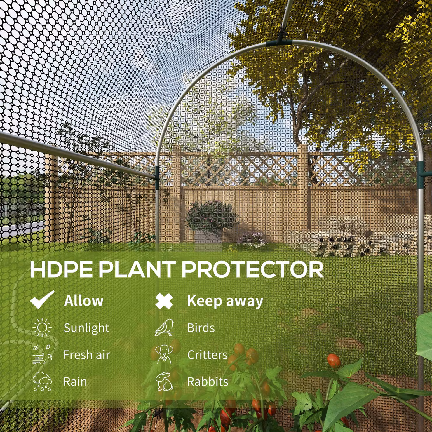 Outsunny Galvanised Steel Fruit Cage Plant Protection Tent with Zipped Door, Black, W: 120 cm, D: 240 cm, H: 190 cm – 3