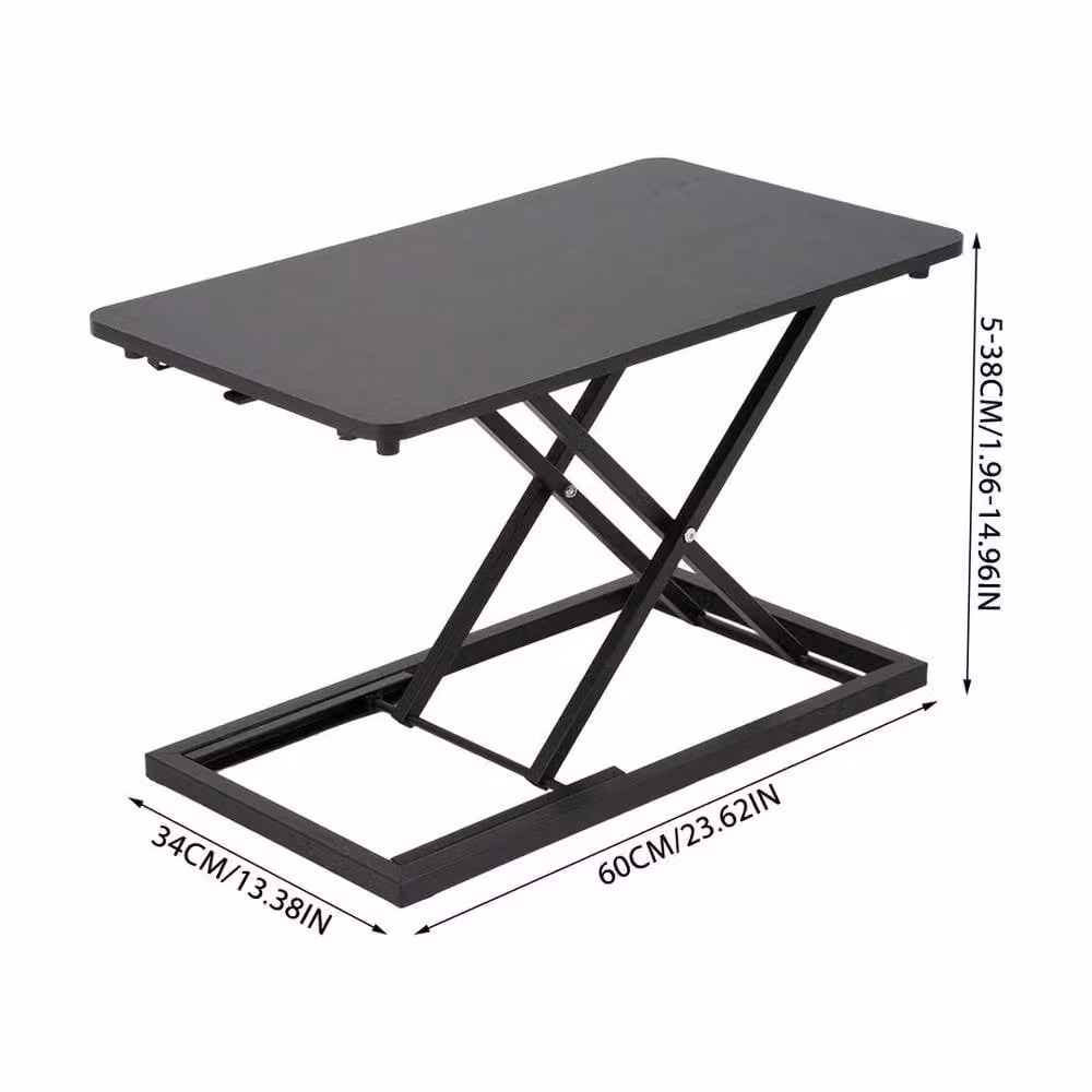 KORVIXA Black Height Adjustable Computer Desk with X-Frame Metal Design, W/D: 100 x 100 cm – 2