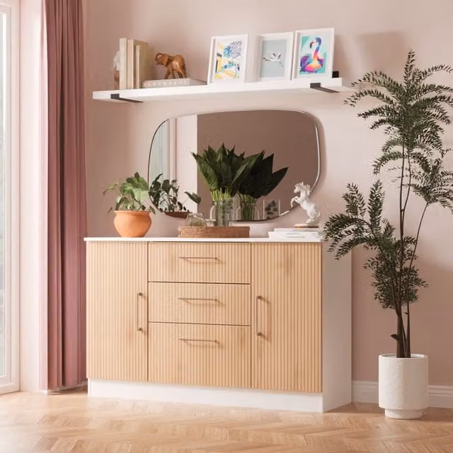 2 U Gloucester Ready Assembled 2 Door 3 Drawer Sideboard in White