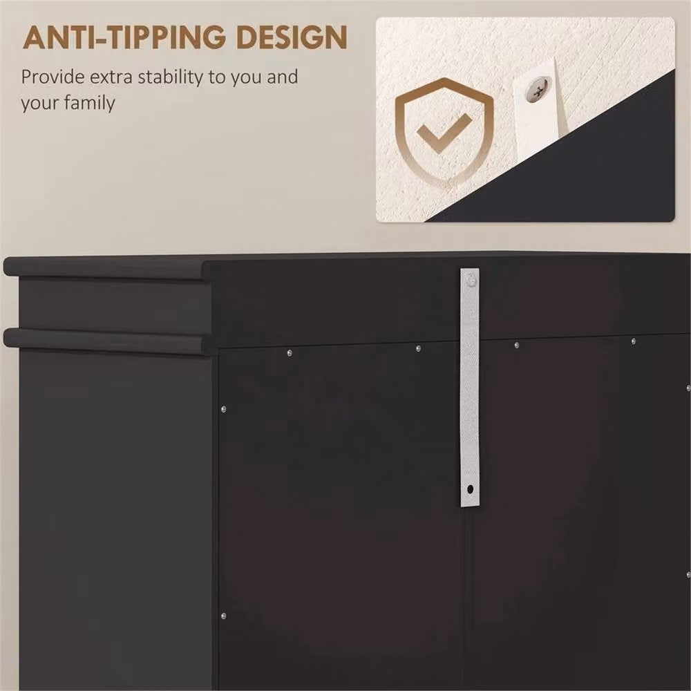 EONLION Modern Black Shoe Storage Cabinet with 3 Tilting Compartments and Internal Shelves, Width: 100 cm – 3