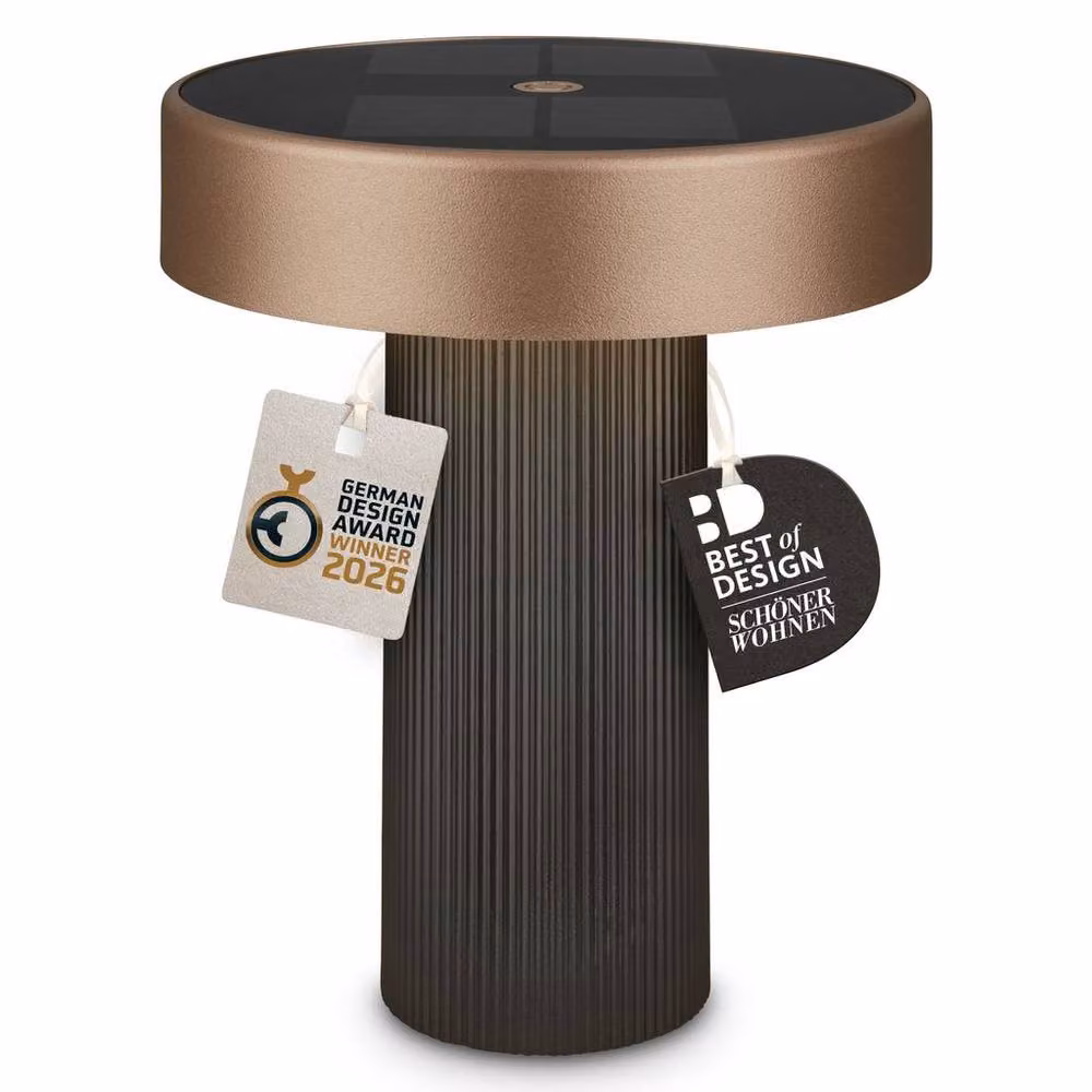 Briloner Poga Rechargeable LED Table Lamp with Solar Panel, Dimmable Touch Control, IP44 Weatherproof, Anthracite Bronze Metallic, H x W x D: 20 x 16 x 16 cm – 2