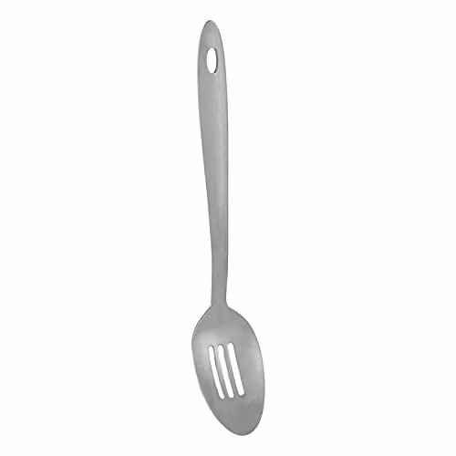 Orsina Brushed Stainless Steel Slotted Spoon in Silver, W/D/H: 3 x 33 x 6 cm