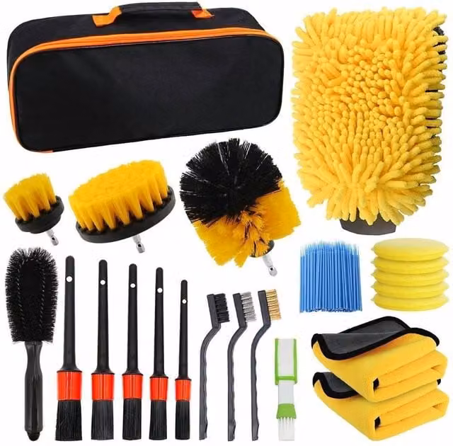 Havendro 122-Piece Car Detailing Brush Kit in Yellow
