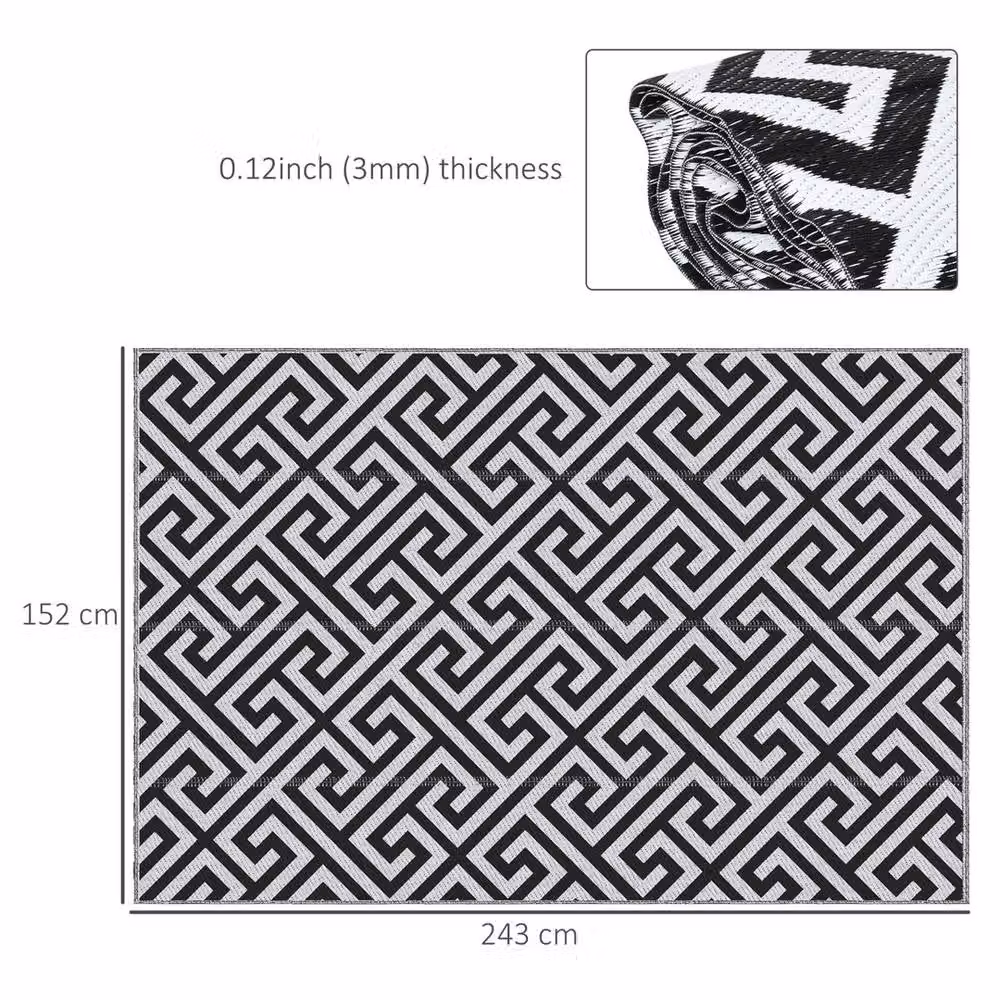 Kelvenix Reversible Black Outdoor Rug, UV-Resistant Polypropylene Camping Mat, W/D: 100 x 1000 cm – 2