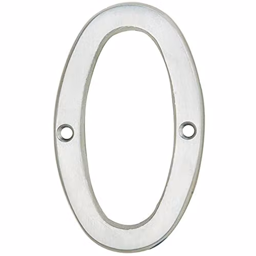 Loops Satin Chrome House Numeral Plaque, Silver, Height: 75 mm, Depth: 4 mm