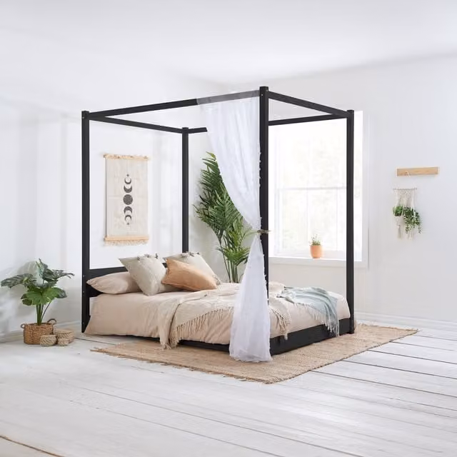 Birlea Darwin Four Poster Double Bed in Black Metal
