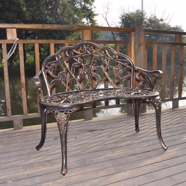 SPETLEK Brown Metal Aluminium Outdoor Garden Bench