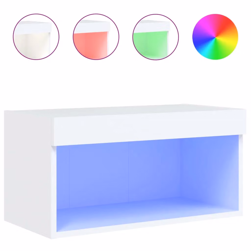 Berkfield Home Modern White TV Cabinet with LED Lights, W/D/H: 60 x 30 x 30 cm – 2