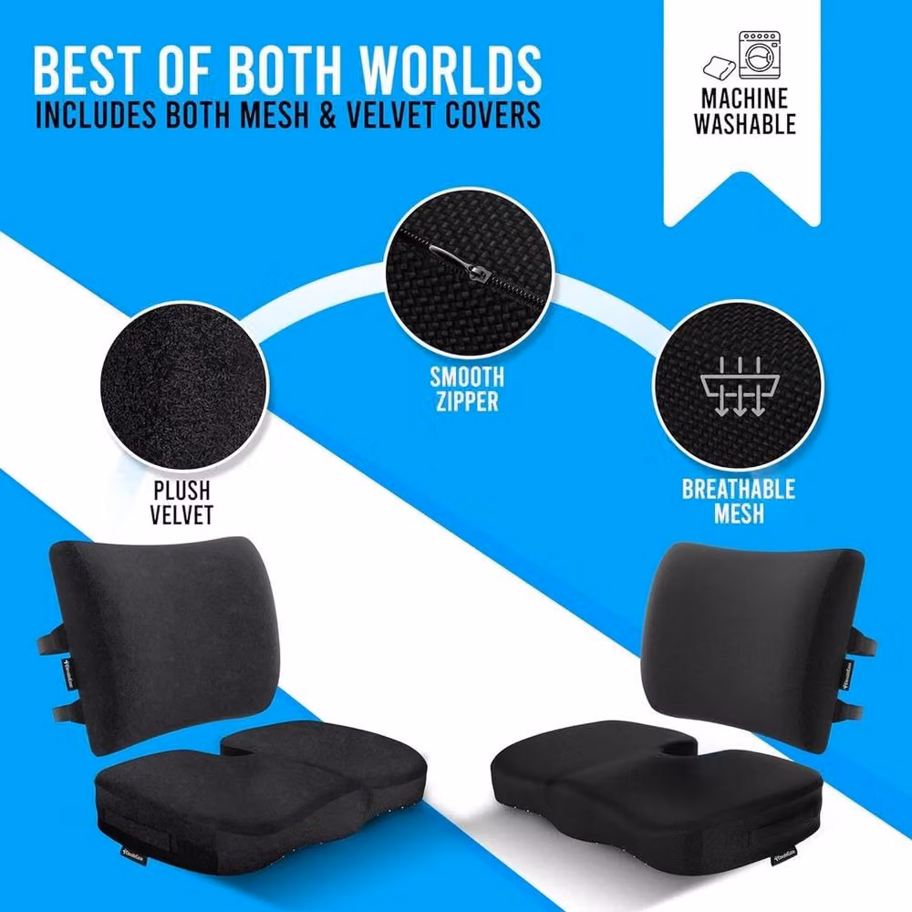 KORVIXA Contoured Lumbar Back Support Cushion for Car Seats, Black, W: 120 cm, H: 90 cm – 4
