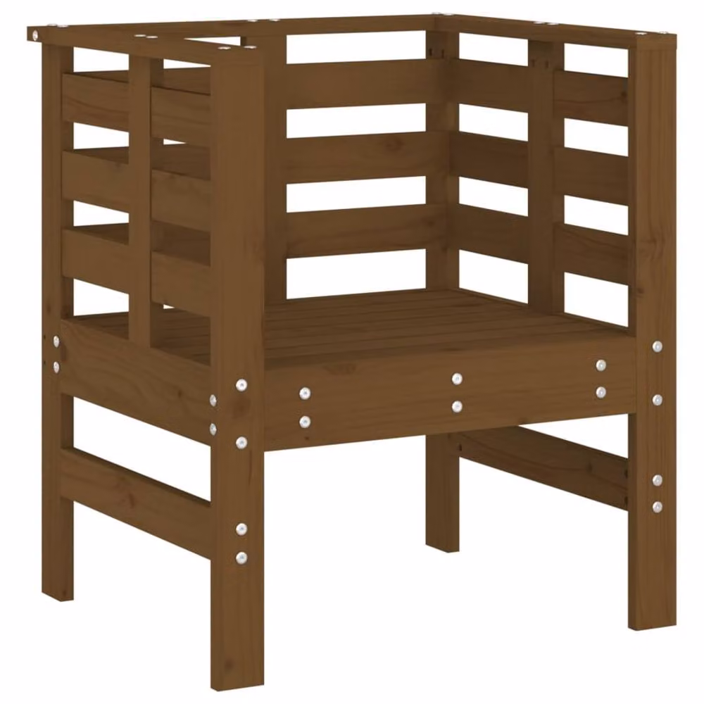 Berkfield Home Rustic Solid Wood Pine Garden Chairs, 2 Pack, Honey Brown, W: 61.5 cm, D: 53 cm, H: 71 cm – 4