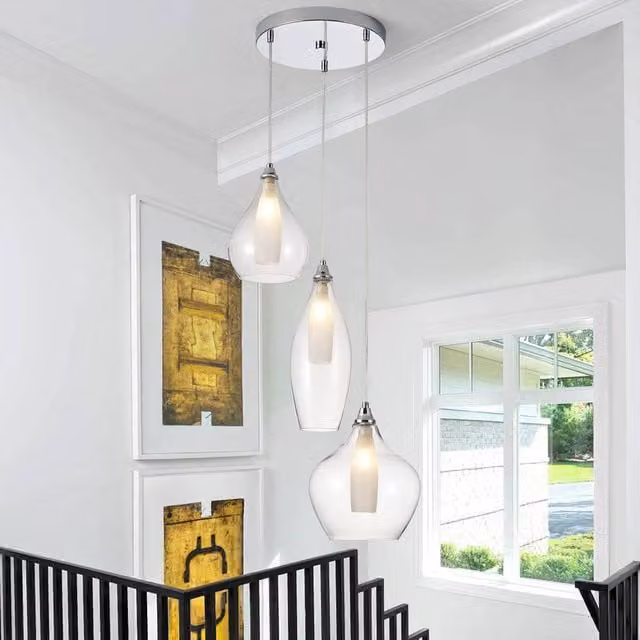 Garwarm 3-Light Glass Cluster Globe Pendant Ceiling Light in White