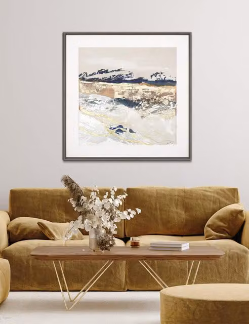 Gallery Direct Sidelines Square Abstract Framed Wall Art in Grey and Multicolour