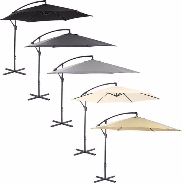 Charles Bentley 3m Hanging Banana Cantilever Garden Umbrella in White
