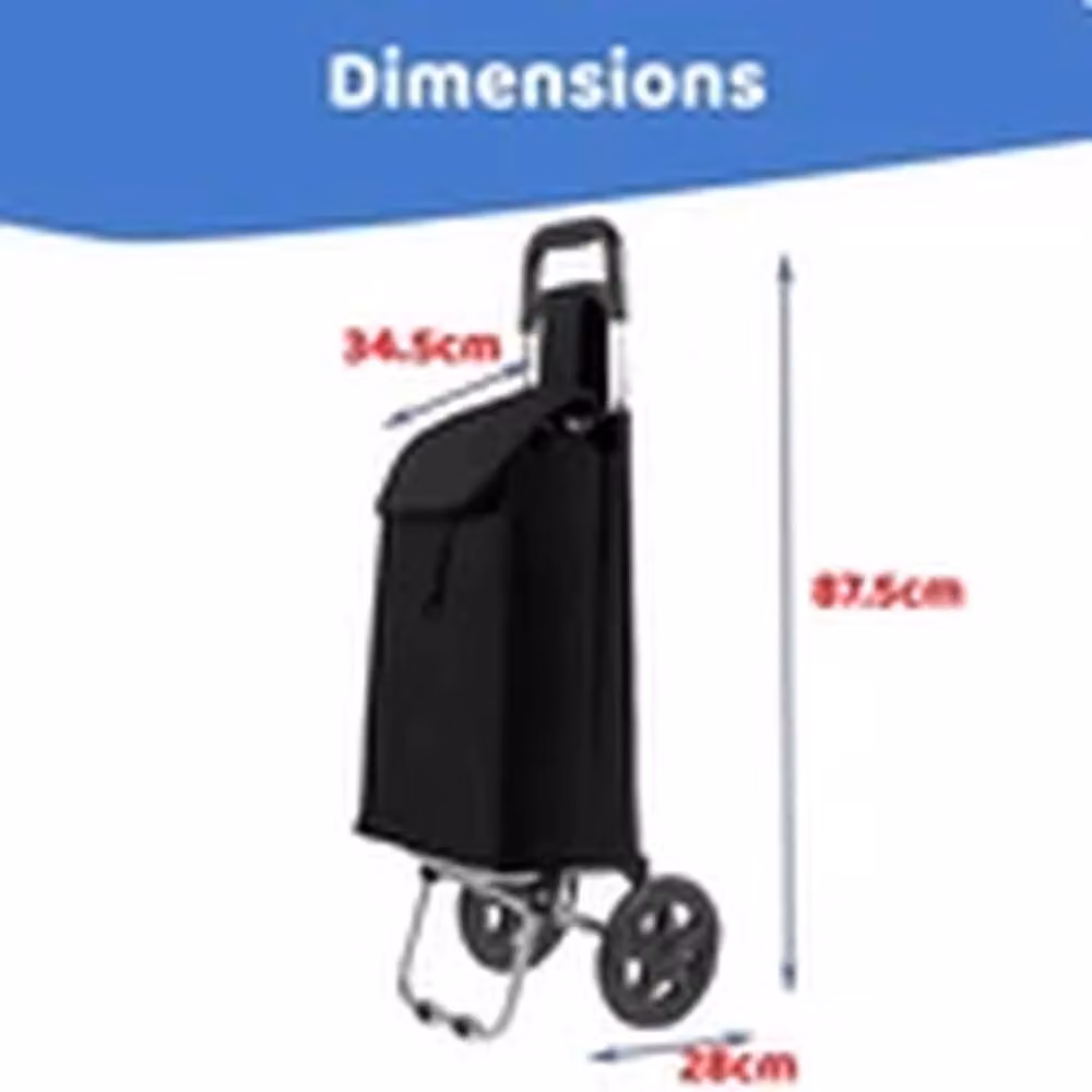 EONLION Large Folding Shopping Cart Waterproof 2-Wheel Trolley in Black – 2