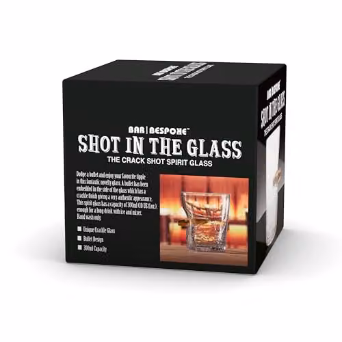 Menkind Connoisseur Creations Bullet Shot Glass with Cracked Texture Design in Transparent Glass, 300ml – 5