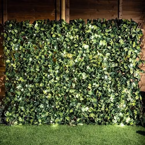 Primrose Green Artificial Laurel Leaf Extendable Trellis Hedge Screening W: 200 cm, H: 100 cm – 7