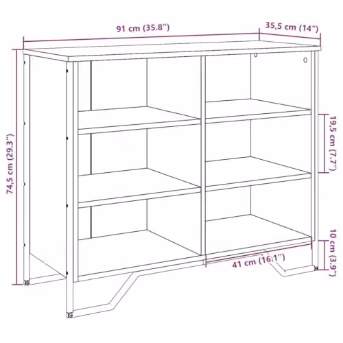 vidaXL Sideboard in Smoked Oak Brown, Engineered Wood, W/D/H: 91 x 35.5 x 74.5 cm – 2