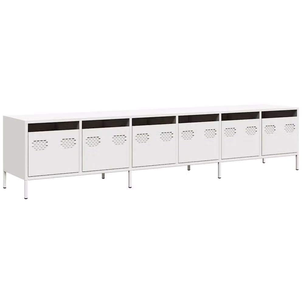 Berkfield Home White Modern TV Cabinet in Matt Cold-rolled Steel, W: 202 cm, D: 39 cm, H: 43.5 cm – 3