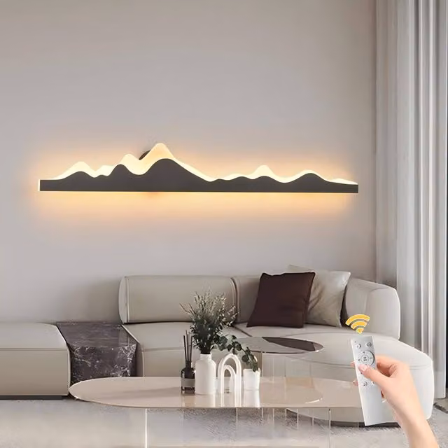 NIVOR Modern LED Dimmable Wall Sconce with Remote Control, Black Stainless Steel, W: 120 cm – 1