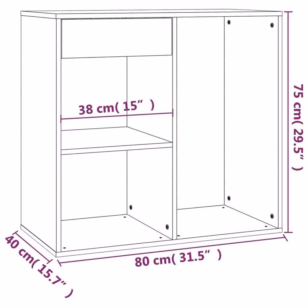 Kelvenix Modern Freestanding Cosmetic Cabinet in White, W: 80 cm, D: 40 cm, H: 75 cm – 2