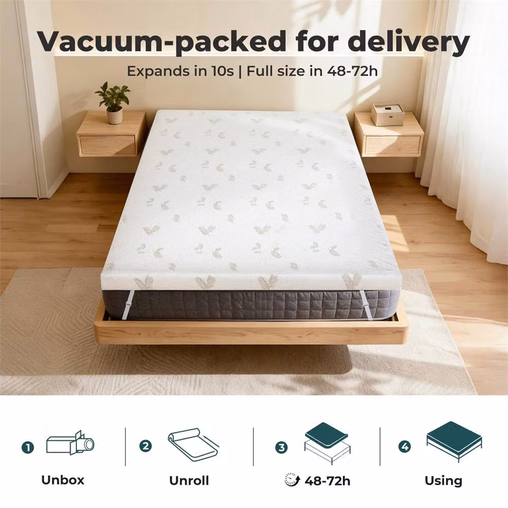 Nordara Double 7cm Dual-Layer Memory Foam Mattress with Removable White Washable Cover, W/D/H: 140 x 200 x 7 cm – 4
