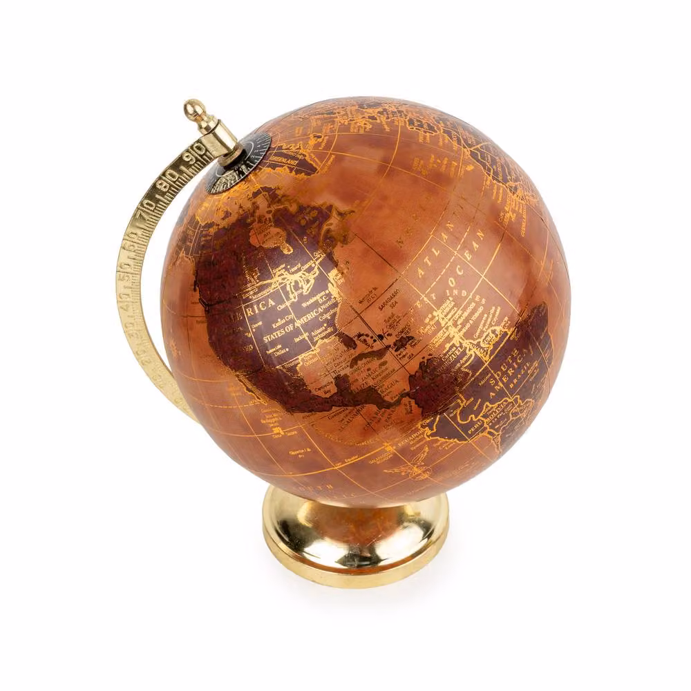Madison & Mayfair Vintage Orange and Gold Tabletop World Globe – 2