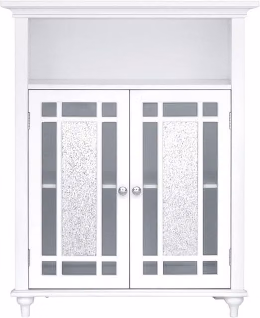 Teamson Home White Freestanding Bathroom and Living Room Cabinet with Glass Doors and Internal Shelves W/D/H: 67.3 x 30.5 x 86.4 cm – 1