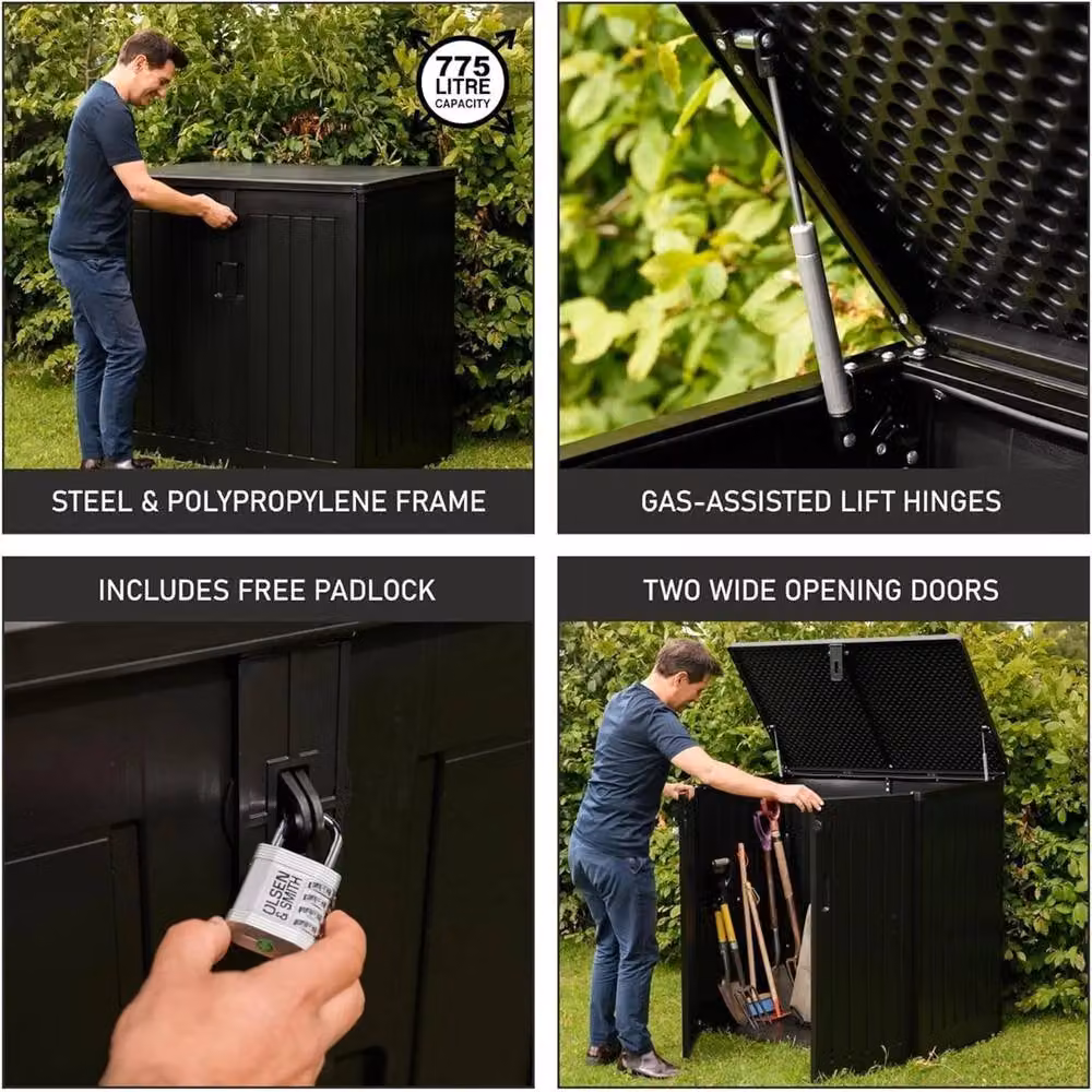 Havendro 775L Weatherproof Padlock Garden Storage Box in Black – 3