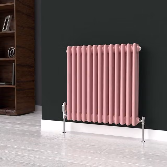 Lux Heat Horizontal 3 Column Steel Radiator in Pink, W: 60.5 cm, H: 60 cm