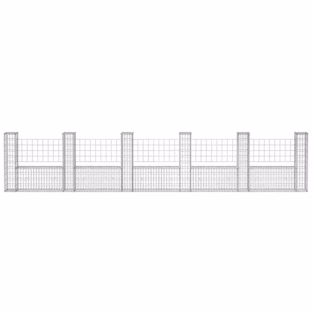 Berkfield Home Durable U-Shape Galvanised Steel Gabion Basket in Silver, W/D/H: 570 x 20 x 100 cm – 3