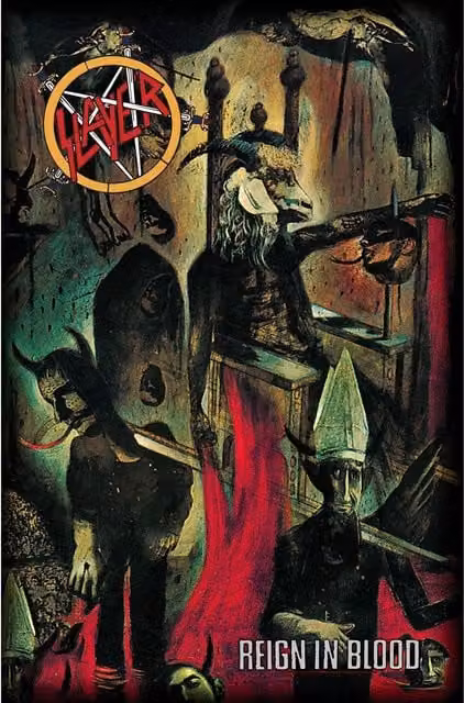 Slayer Reign In Blood Polyester Poster in Red, Black and Brown
