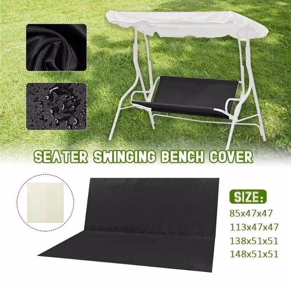 FLAVORA Black Water-Repellent Polyester Garden Stool Cover W: 113 cm, D: 47 cm, H: 47 cm – 4