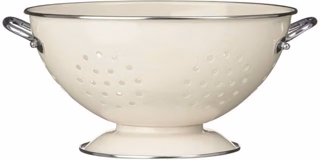 Orsina Cream Enamel Metal Colander with Handles