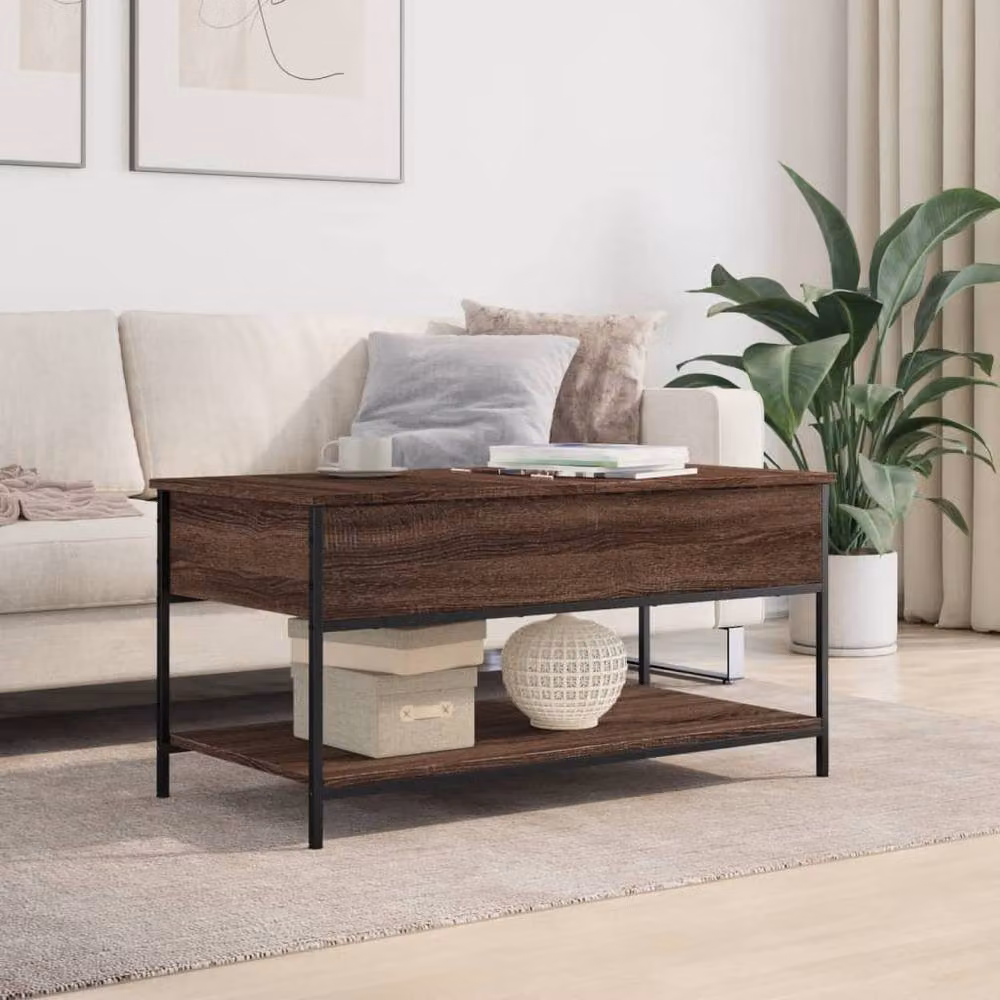 Berkfield Home Brown Oak Coffee Table with Lift Mechanism, W/D/H: 100 x 50 x 50 cm – 3