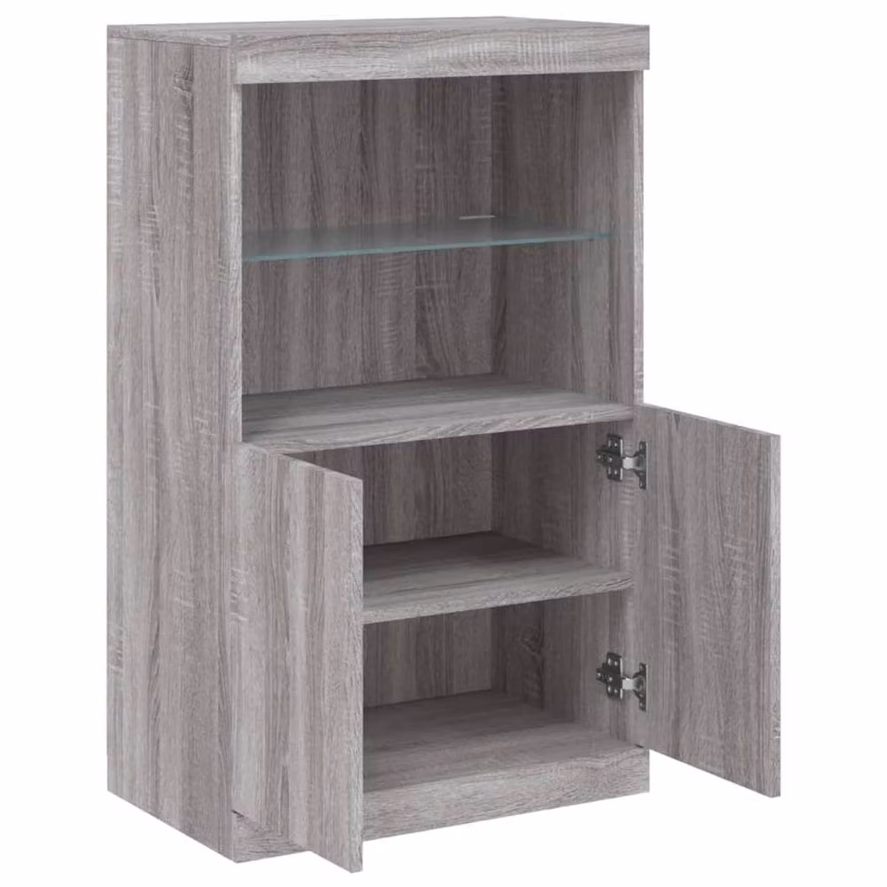 Berkfield Home Modern Sideboard with Integrated LED Lights in Grey, W/D/H: 60.5 x 37 x 100 cm – 3