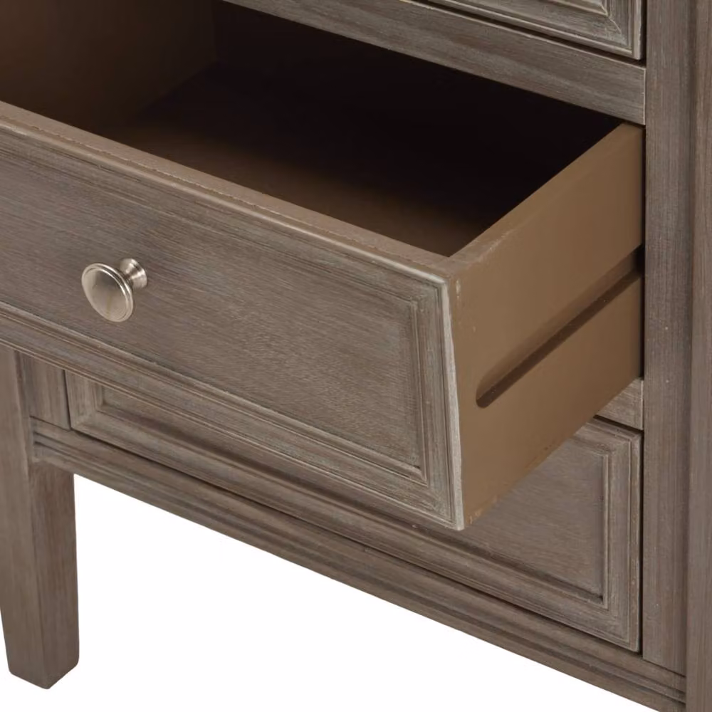 Wyld Haus Laurelbrook Three Drawer Wooden Bedside Table in Grey – 3