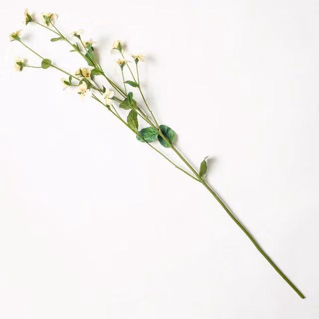 Bloom's Artificial Single White Pansy Flower Stem, Length: 33 cm