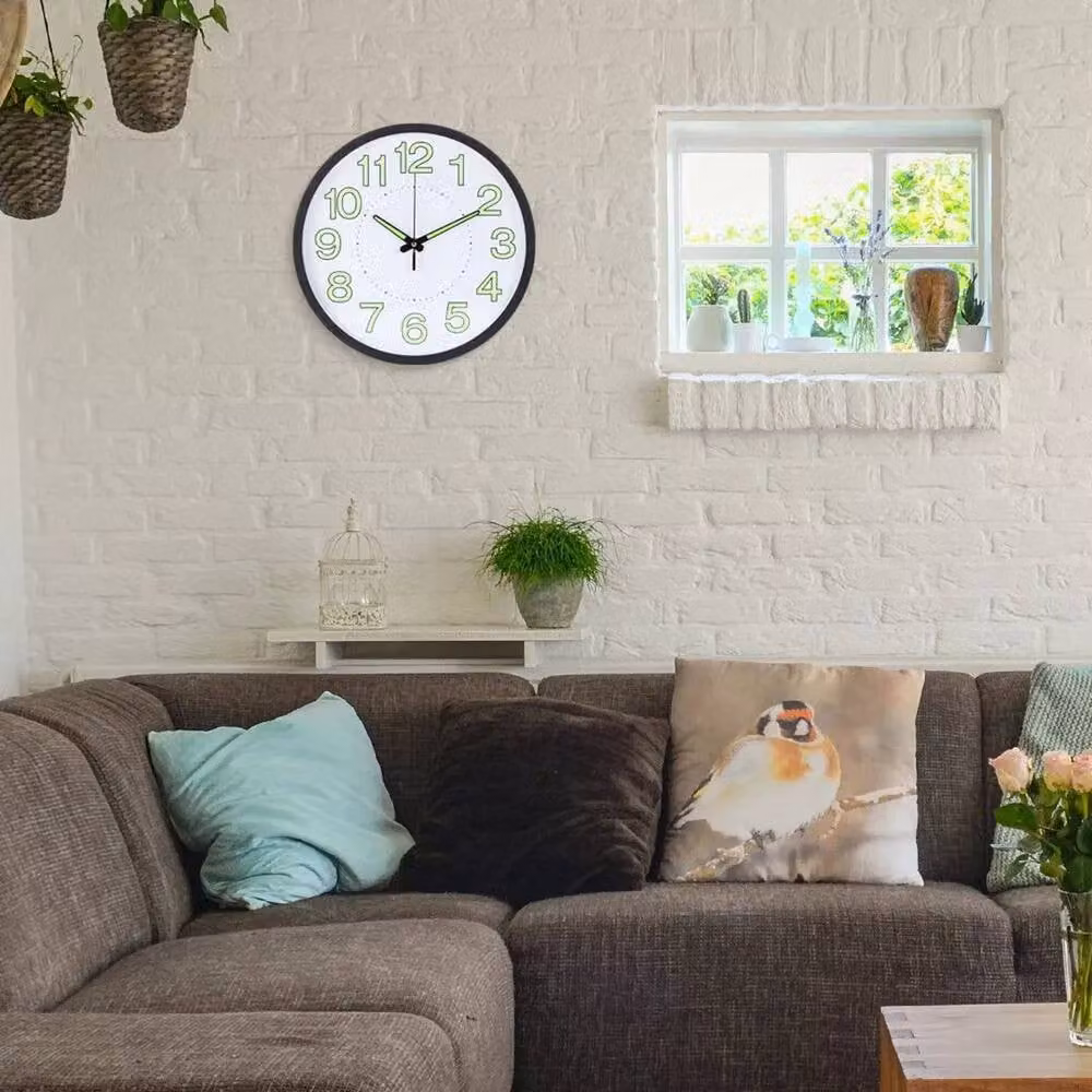 Kelvenix Black Silent Illuminated Round Analog Wall Clock with Quartz Movement, Diameter: 30 cm – 5