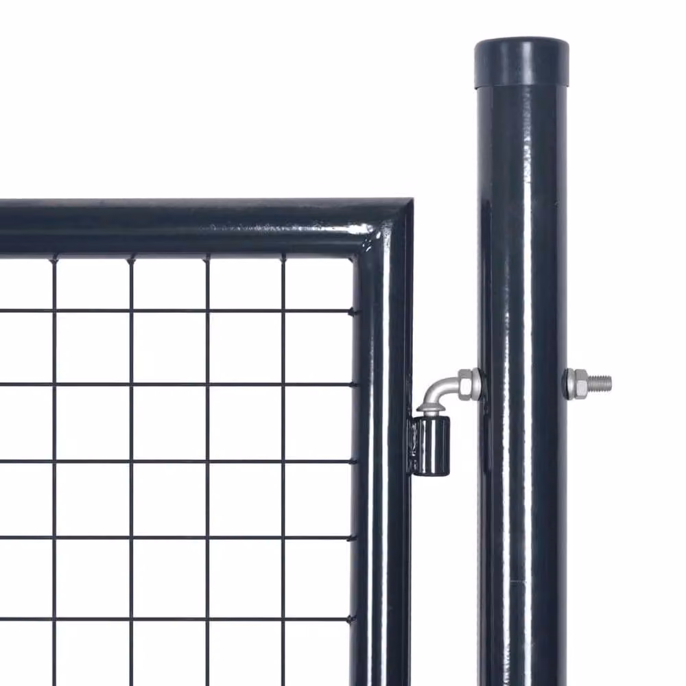 Berkfield Home Grey Galvanised Steel Mesh Swing Garden Gate, W: 85.5 cm, H: 100 cm – 3