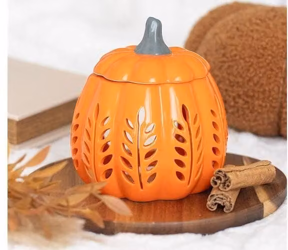 KDMD Orange Leaf Cut Out Pumpkin Ceramic Oil Burner and Wax Warmer